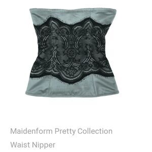 Maidenform Flexees Grey Black Lace Corset Waist Nipper Shaper Large
